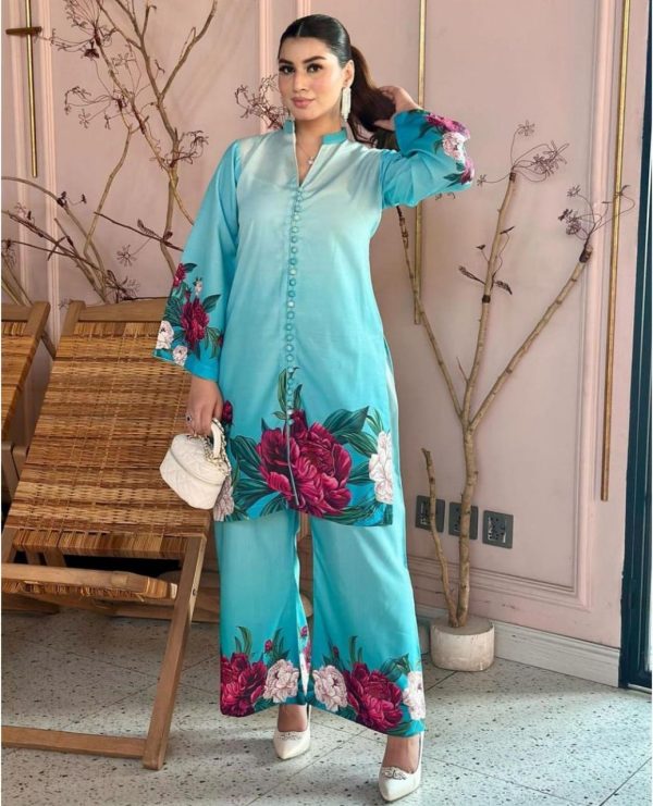 2 Pcs Printed Veronica Silk Shirt & Trouser