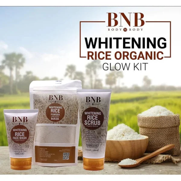 BnB-rice Extract Brightening Skincare Kit | Face Wash, Scrub & Mask