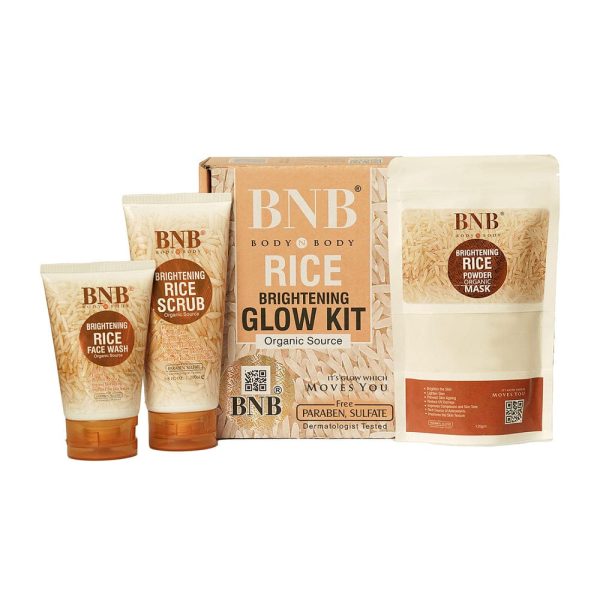 BnB-rice Extract Brightening Skincare Kit | Face Wash, Scrub & Mask