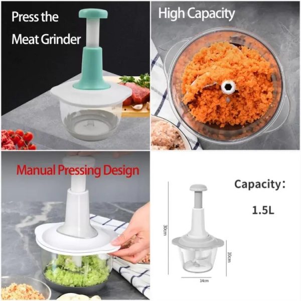 Manual Hand Push Chopper | Multi-functional Vegetable Meat Grinder, Grater, Chopper