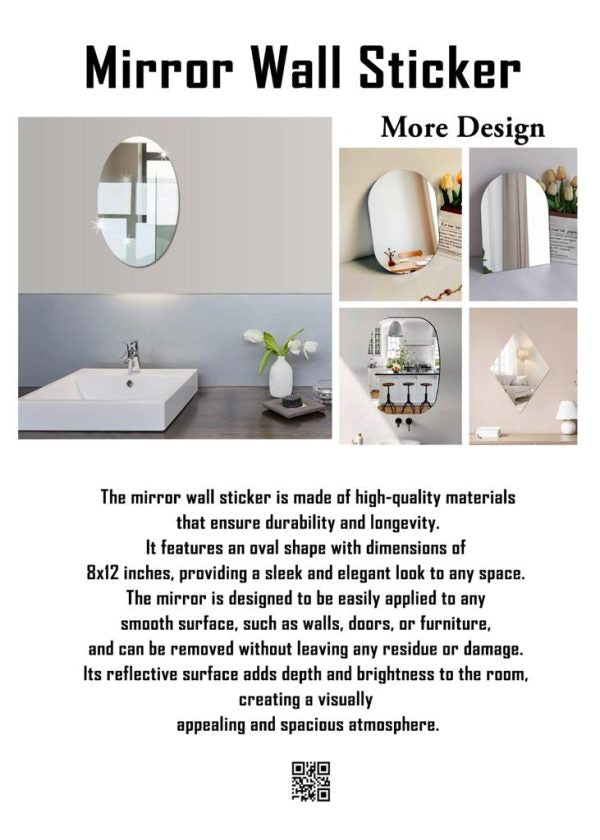 Oval Acrylic Mirror Wall Stickers 200×300